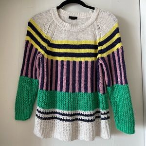 J. Crew Color Block Knit 3/4 Sleeve Ski Sweater Women Vintage Inspired